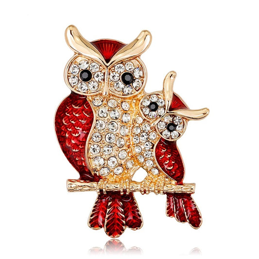 R H I N E S T O N E Owl Brooch