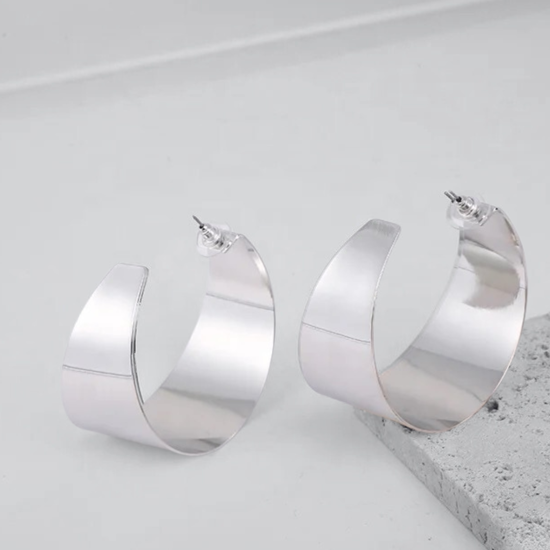 G I G I Satin Silver Hoops