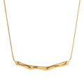 A M A R A sculptural gold plated necklace on white background 
