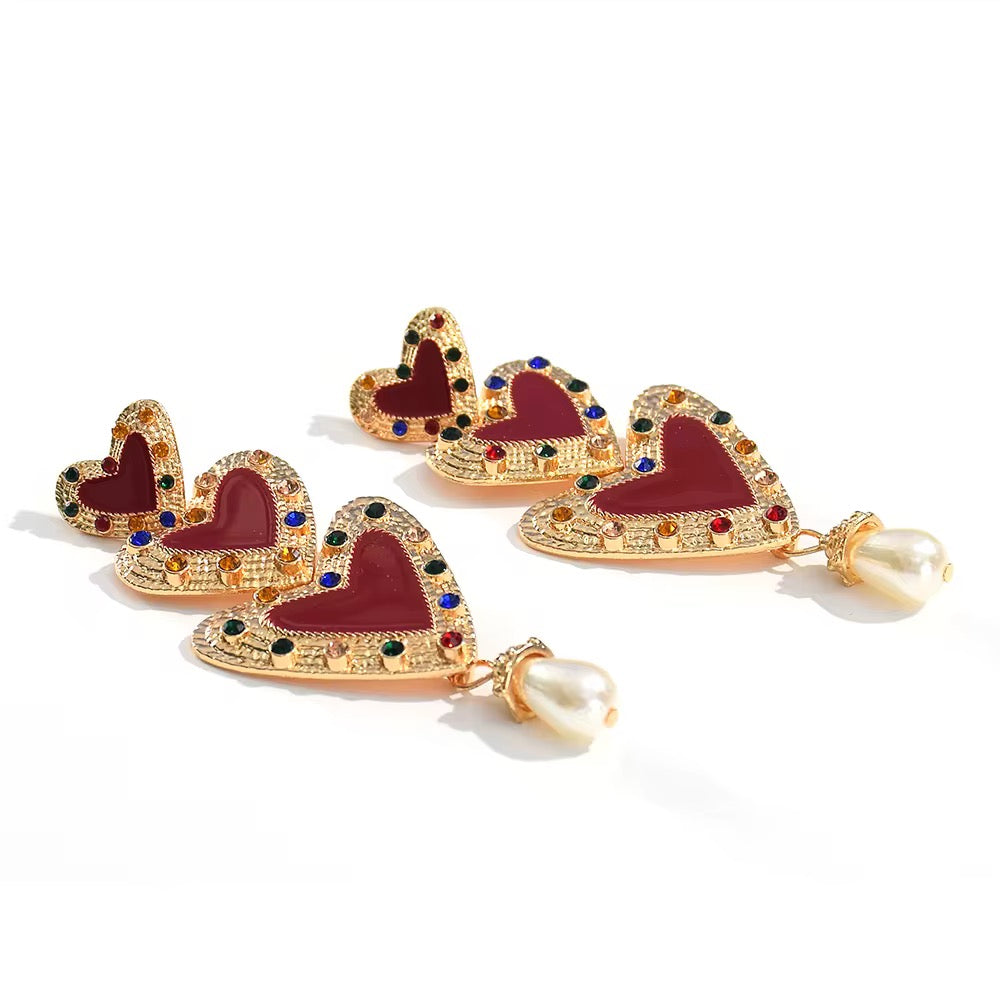 T H R E E   H E A R T S Drop Earrings