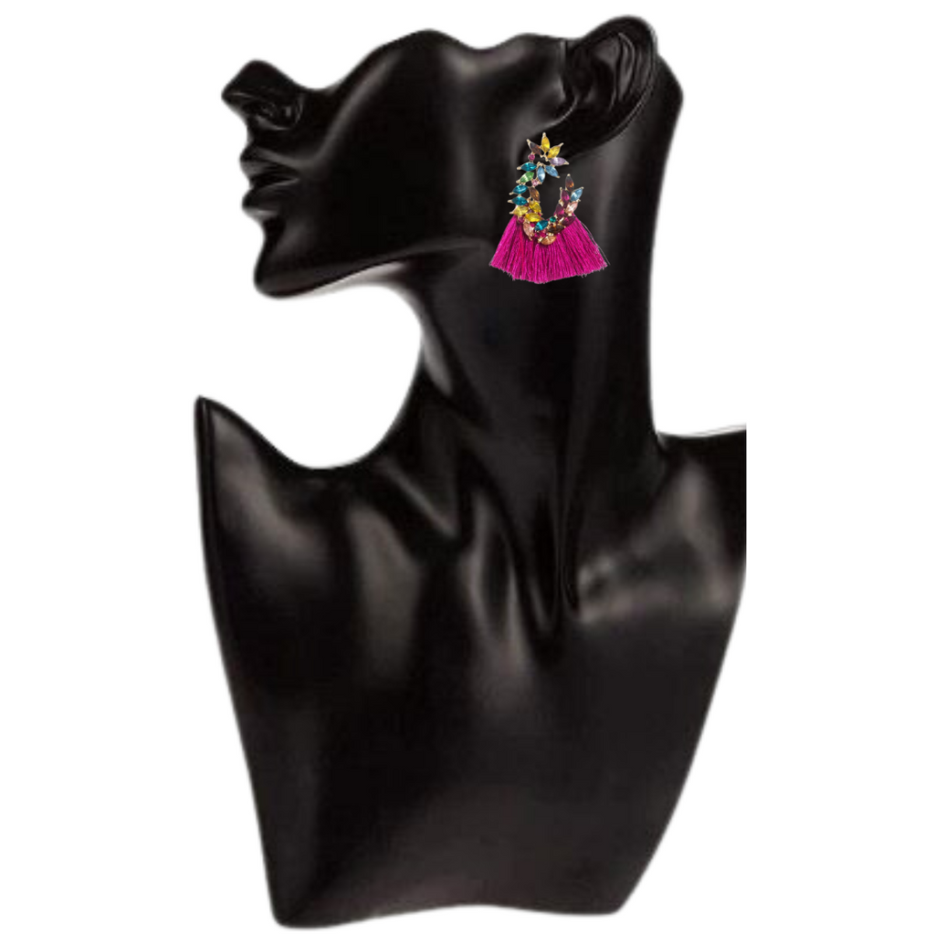 K O R A Crystal Tassle Earrings