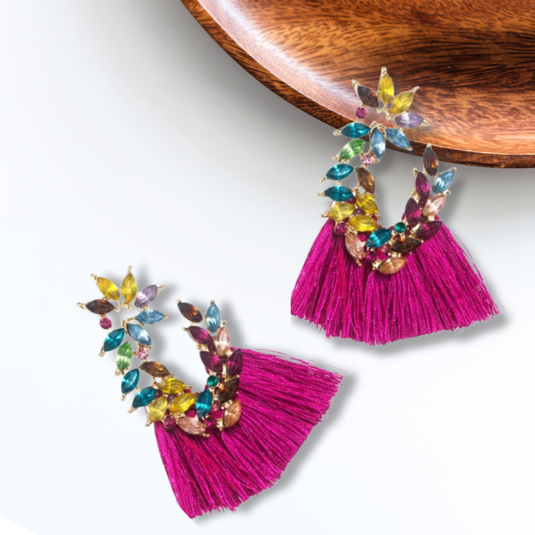 K O R A Crystal Tassle Earrings