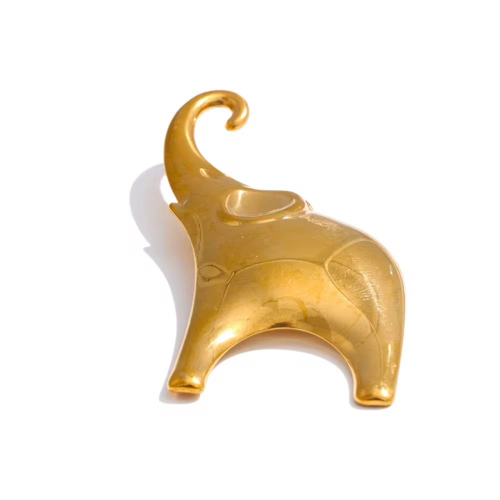 MAJESTY 18k gold plated elephant brooch on a white background