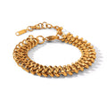 V E R A 18k gold plated sculptural chain bracelet on white background 