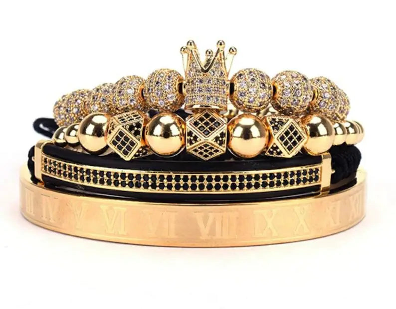 KING'S REIGN | ZIRCON AND GOLD BRACELET STACK