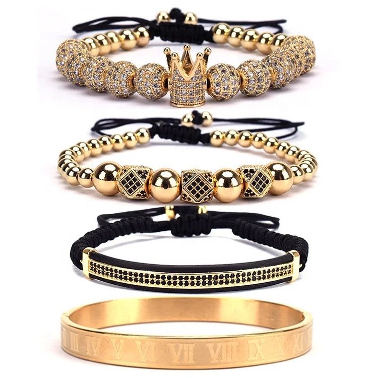 KING'S REIGN | ZIRCON AND GOLD BRACELET STACK