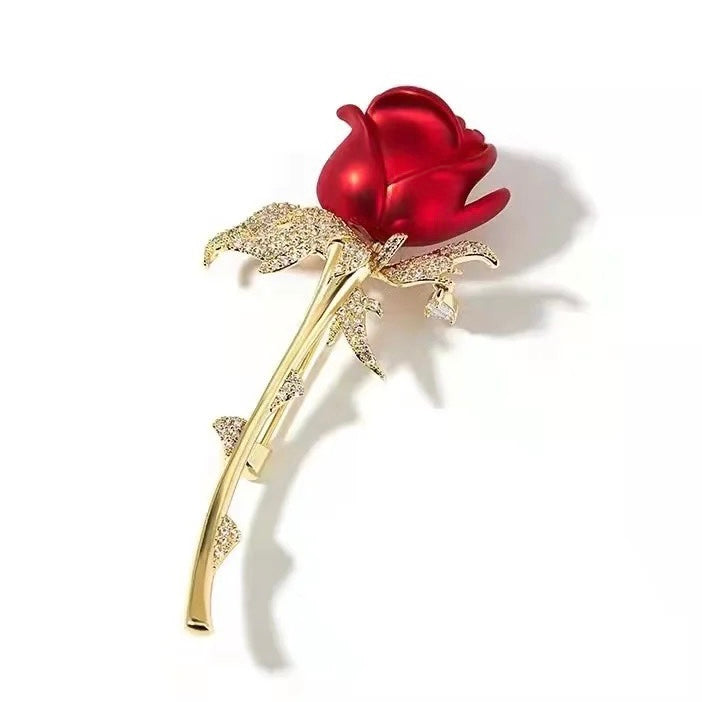 R E D Rose Brooch